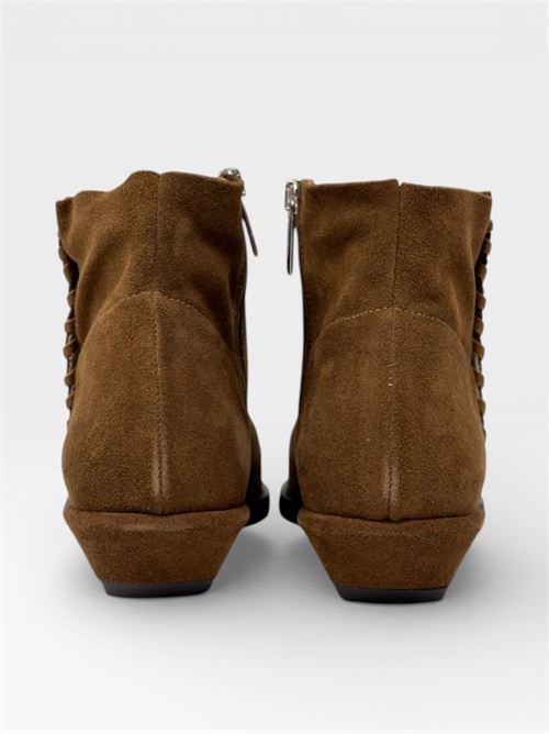 Stivaletti in suede cuoio con dettaglio intrecciato IL LACCIO | GRETA03VELOURCHOCCOLATE